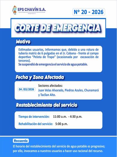 Corte programado en Huaraz