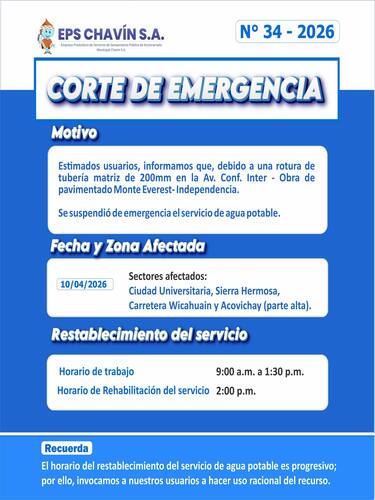 Corte programado en Huaraz