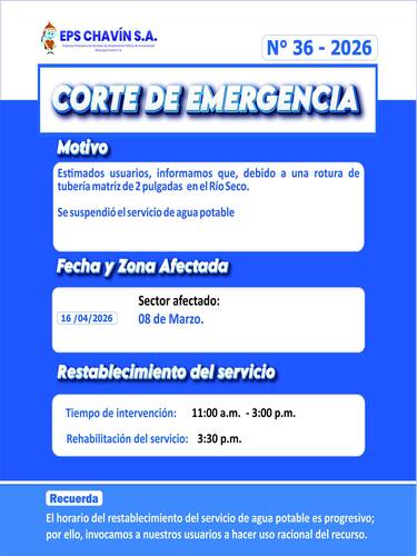 Corte programado en Huaraz