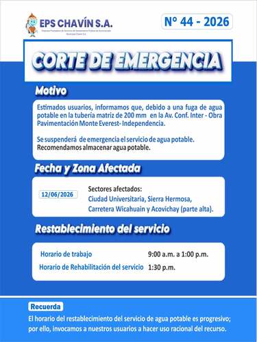 Corte programado en Huaraz