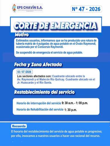 Corte programado en Huaraz