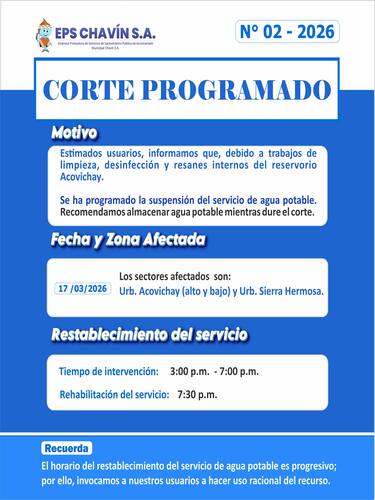 Corte programado en Huaraz
