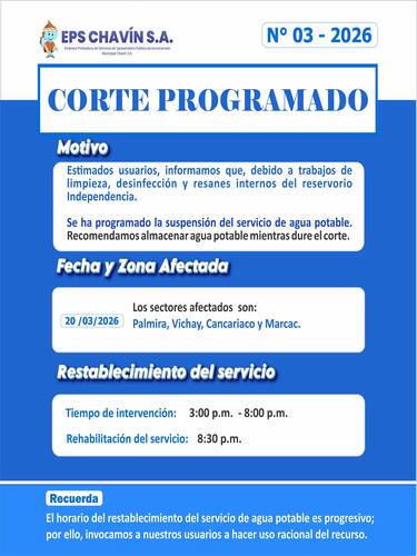 Corte programado en Huaraz