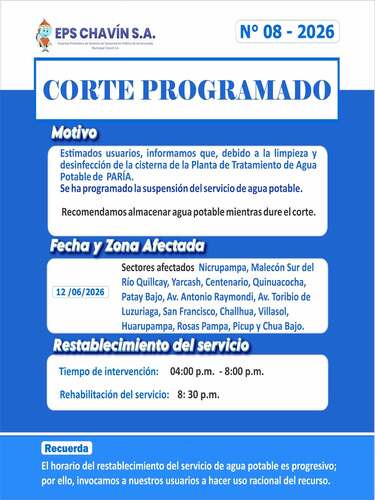 Corte programado en Huaraz