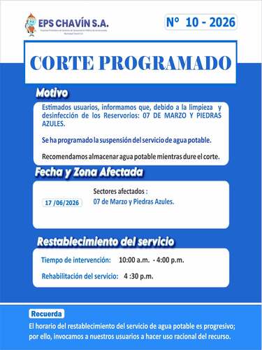 Corte programado en Huaraz