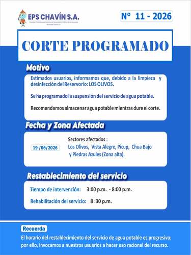 Corte programado en Huaraz