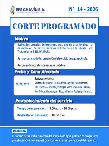 Corte programado en Huaraz