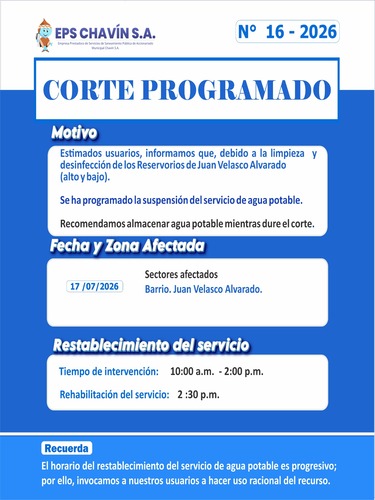 Corte programado en Huaraz