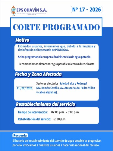 Corte programado en Huaraz