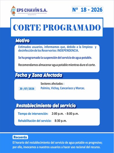 Corte programado en Huaraz